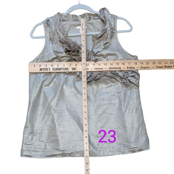 4/$25 J. Crew raw edge ruffle blouse sleeveless, layering preppy busines… - Picture 4 of 7